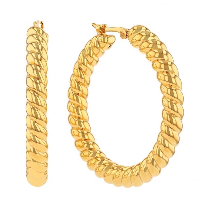 Large 14k gold twisted store hoop earrings